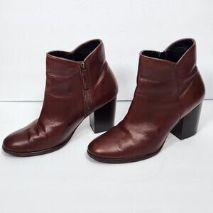 Thursday Boots Everyday Boots Womens Size 10 Brown Leather Block Heel Zip Ankle